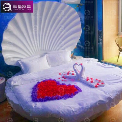 主题酒店宾馆智能床情趣电动床创意贝壳造型床震动床恒温水床定做图1