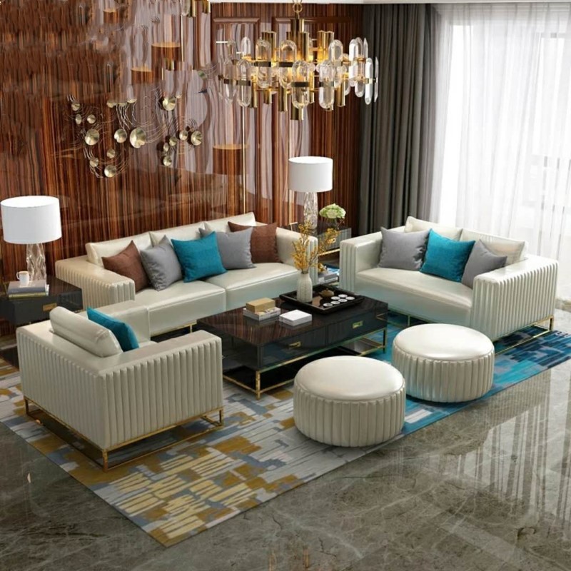 现代简约真皮办公沙发组合客厅美式轻奢皮艺港式北欧沙发大户型