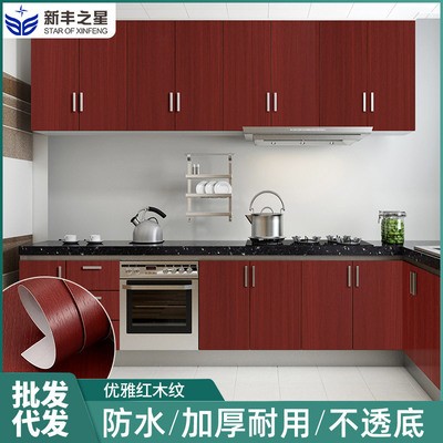 门贴纸自粘整张门框房门木门翻新自粘桌面柜子旧家具防水木纹贴纸图4