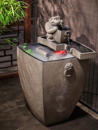 汉韵堂落地招财阳台流水摆件客厅书房电视柜旁边循环水喷泉水景观图3