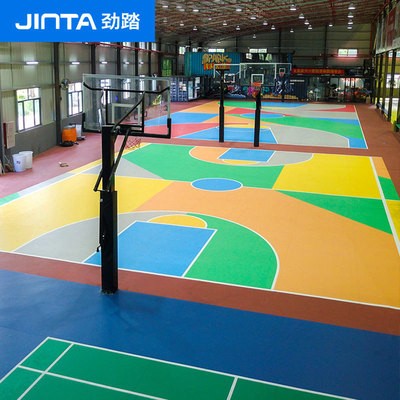 劲踏室内篮球场地胶塑胶pvc运动地板胶加厚卷材羽毛球场地胶厂家图4