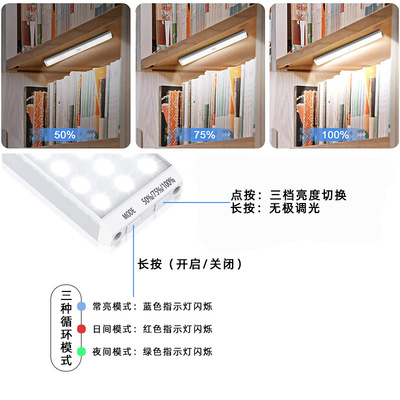 智能人体感应led橱柜灯床头充电式小夜灯免布线衣柜鞋柜酒柜灯图3