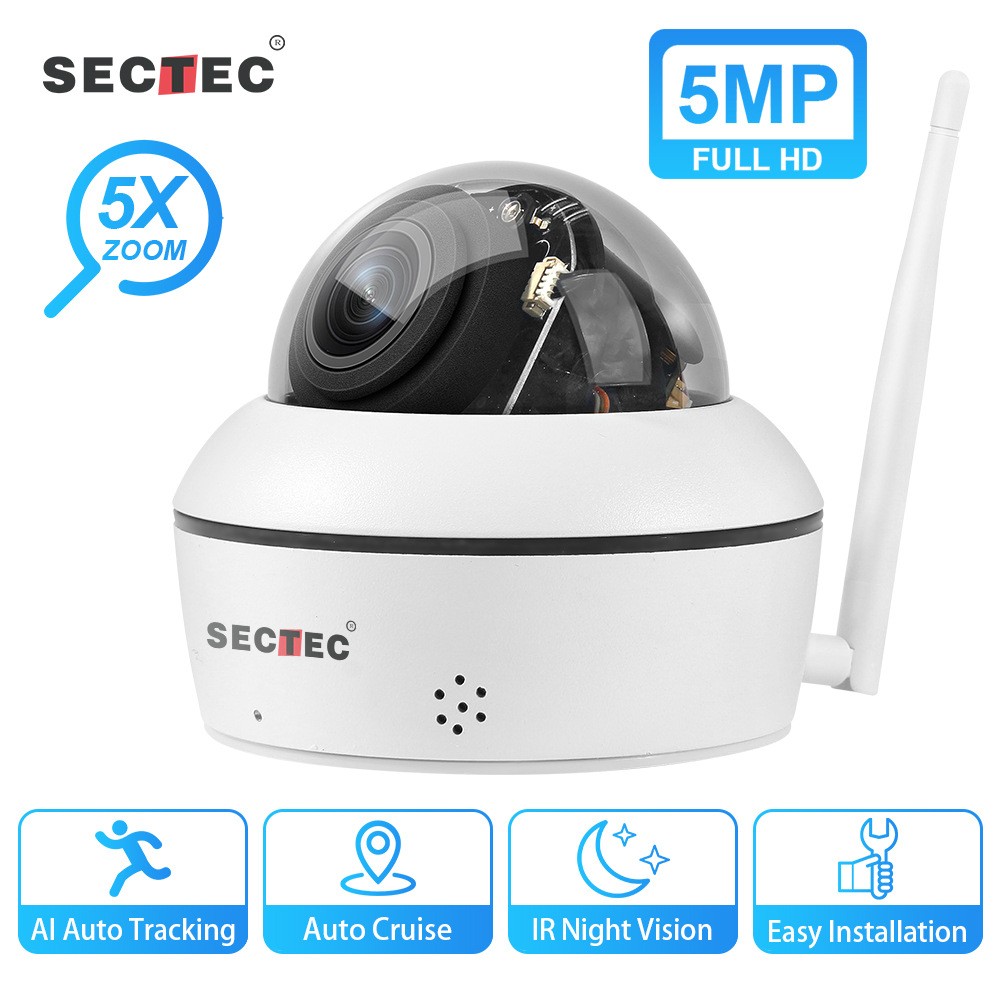 跨境新品 500万高清网络PTZ摄像头 360度半球型监控 5倍自动变焦图1