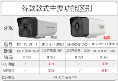 新海康网络摄像头300万室外防水录音监控器DS-IPC-B13HV2-IA(POE)图2