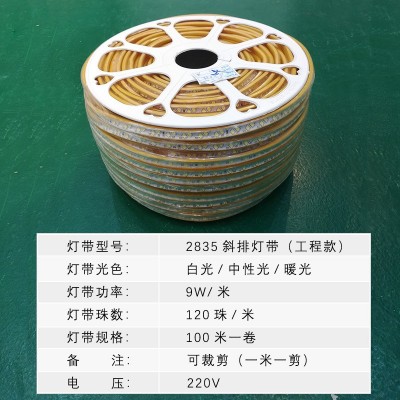 批发220v高压led灯带2835斜排灯带贴片柔性软灯条防水室内室外图2