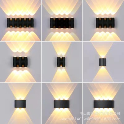 led防水户外壁灯双头上下发光墙壁灯RGB七彩灯氛围灯创意过道射灯图3