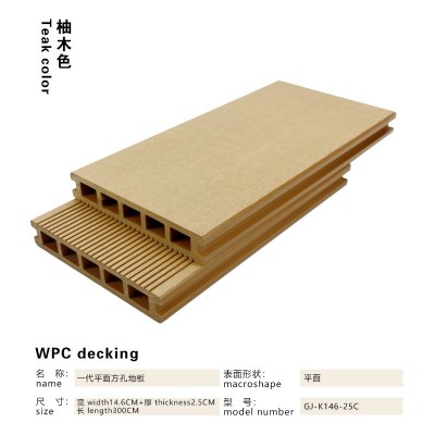 平面WPC decking塑木方孔户外地板S木塑板条防腐防水148*25外贸单图1