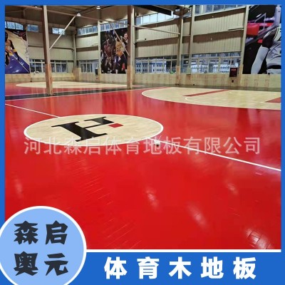 篮球场木地板 实木运动地板室内羽毛球场馆枫 育馆舞蹈防滑地板图2