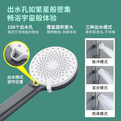 枪灰色淋浴花洒套装全铜家用浴室淋浴器沐浴雨淋花洒带增压喷枪图3
