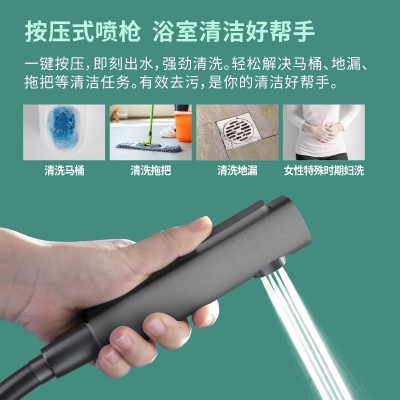 枪灰色淋浴花洒套装全铜家用浴室淋浴器沐浴雨淋花洒带增压喷枪图4