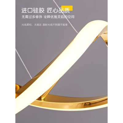 意式轻奢餐厅吊灯现代创意艺术长饭餐桌极简约设计感线条吧台灯具图3