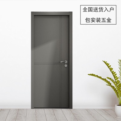 实木门卧室原木隔音门 简约静音套装门 实木贴板烤漆门实木复合门图1