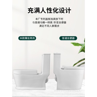 蹲坐一体两用座便器蹲坐双用马桶可蹲可坐超漩虹吸8.0大管道坐便图3