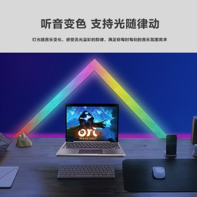 跨境私模RGB幻彩电竞房智能DIY拼接氛围灯长条形WiFi音乐室内壁灯图2