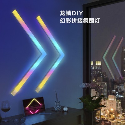 跨境私模RGB幻彩电竞房智能DIY拼接氛围灯长条形WiFi音乐室内壁灯图3