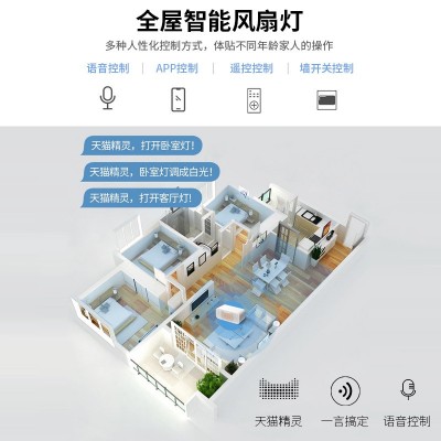 新款隐形吊扇灯餐厅客厅风扇灯家用变频吸顶电扇灯48寸大 风力灯具图4