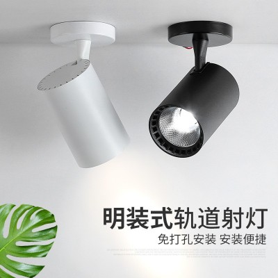 led明装射灯商用服装店单灯店铺背景墙超亮家用吸顶式cob小轨道灯图2