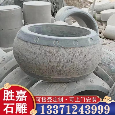 青石中式柱墩石 寺庙门口摆件柱基石 公园木柱子底座空心柱顶石图3