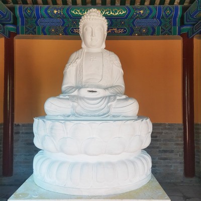 汉白玉滴水观音像雕塑宗教寺庙站像三世佛雕像送子观音雕塑装饰图4