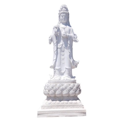 汉白玉滴水观音像雕塑宗教寺庙站像三世佛雕像送子观音雕塑装饰图5
