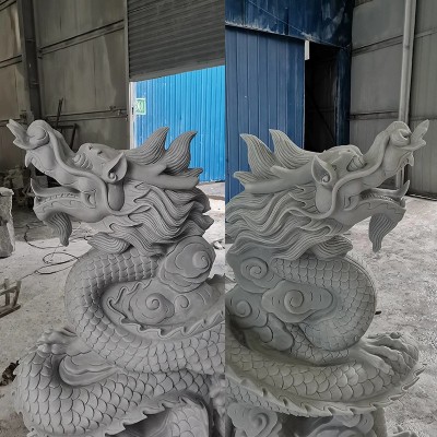 中式石雕龙 景区别墅户外观赏龙装饰摆件庭院汉白玉中国龙雕塑图4