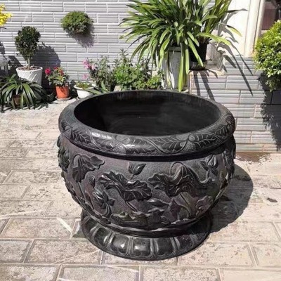 石雕鱼缸花盆天然青石仿古鱼缸石缸养鱼池园林庭院四合院摆件图3