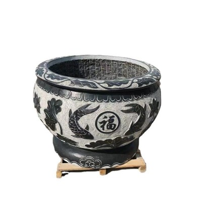 石雕鱼缸花盆仿古养鱼缸花园荷花缸庭院别墅酒店景观石雕青石鱼缸图6