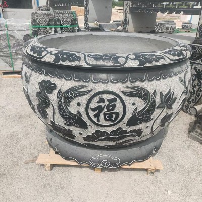 石雕鱼缸花盆仿古养鱼缸花园荷花缸庭院别墅酒店景观石雕青石鱼缸图4