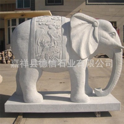 石雕大象 汉白玉雕刻大象 酒店公司门口雕刻石象一对摆件图3