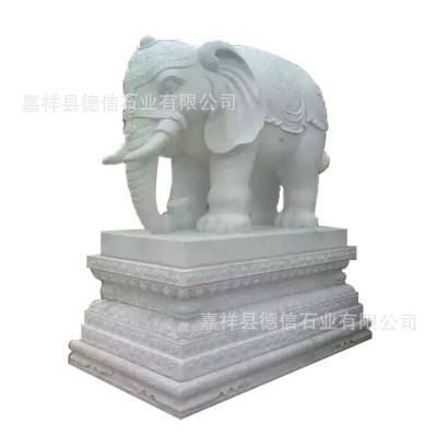石雕大象 汉白玉雕刻大象 酒店公司门口雕刻石象一对摆件图5