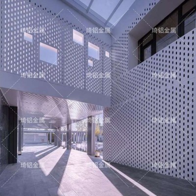 来图定制造型装饰铝单板门头氟碳冲孔镂空雕花铝板异形幕墙吊顶图2