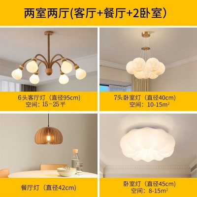 vintage餐厅吊灯日式复古小红书木艺吊灯 民宿书房卧室中 古南瓜灯图3