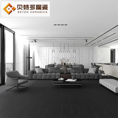 黑色木纹砖碳化通体砖150x900客厅防滑地板砖连锁店仿木纹地板砖图4