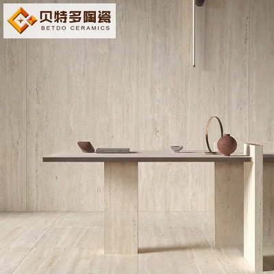 白黄洞石瓷砖哑光大理石砖客厅墙砖卫生间地砖酒店民宿别墅地板砖图2