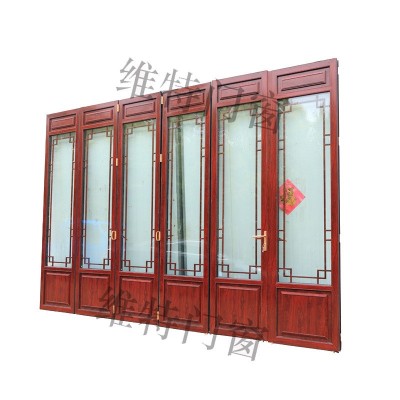 厂家直销复古重型折叠门 76系列铝合金折叠门 木纹转印新中式门窗图4