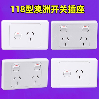 澳标澳规两开六孔10A/15A澳大利亚新西兰澳洲墙壁开关插座面板118图1
