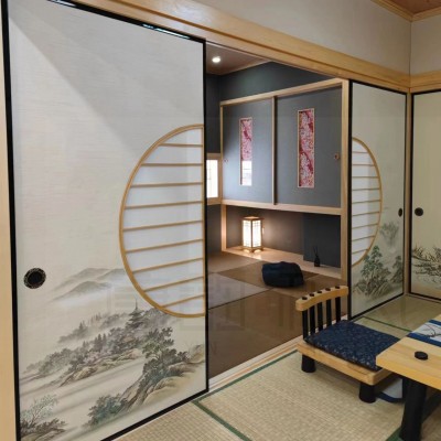 日式推拉门折叠木门卧室门实木门和室阳台门茶室隔断门榻榻米吊轨图3