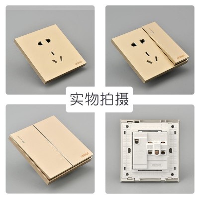 IREKE开关插座暗装灰色86型家用墙壁16A一开双五孔USB插座面板图3