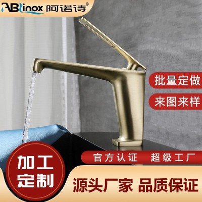 洗手盆水龙头冷热水二合一卫生间洗脸面盆台盆家用拉丝金色龙头图2