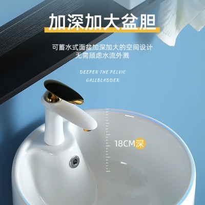 陶瓷立柱盆阳台一体落地式洗手盆户外连体洗手池酒店立柱式洗脸盆图4