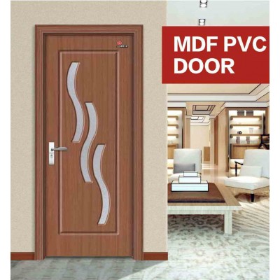 木门厂家外贸出口免漆PVC MDF 室内门木质玻璃门图2