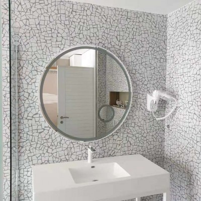 无框圆形浴室智能LED镜子防雾镜子浴室镜卫生间壁挂LED发光梳妆镜