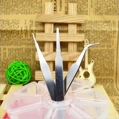 0.8MM镊子不锈钢镊子小配件 钻石画10.5CM DIY工具弯头镊子图4