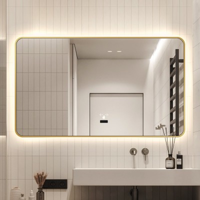 轻奢带框浴室镜防雾壁挂卫生间厕所镜子智能led灯镜发光卫浴镜子