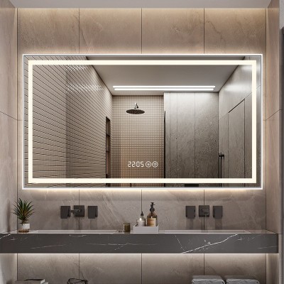 智能带灯led浴室镜挂墙卫生间洗手间触摸屏铝合金边框镜子壁挂镜