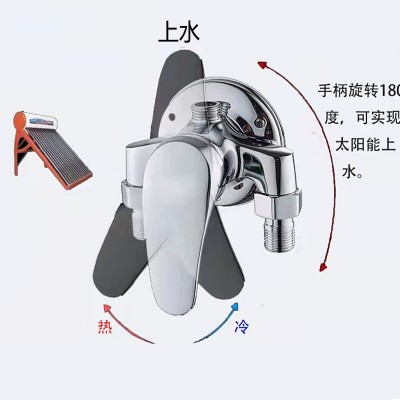 全铜明装混水阀三角淋浴太阳能阀冷热混合水龙头热水器混水阀批发图3