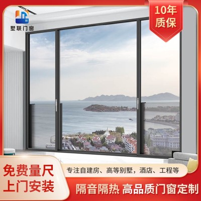 现代极简悬浮提升门铝合金上下平移门家用客厅阳台吊趟隔断玻璃门图2