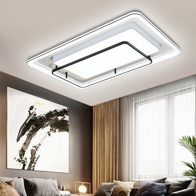 新款现代简约led吸顶灯大气方形家居客厅餐厅灯铁艺吸顶灯现货图2