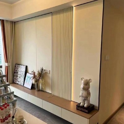 木饰面板碳晶板免漆护墙板金属板轻奢竹炭竹木纤维木饰面集成墙板图2
