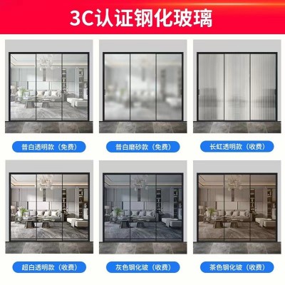 铝合金极窄推拉门厨房客厅阳台厕所玻璃两四五六三联动吊轨移门图4